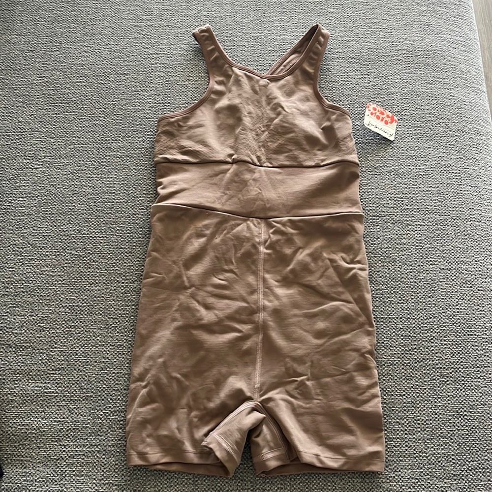 Free People Taupe Sleeveless Romper Jumpsuit